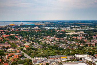 Vue aérienne de Cuxhaven dans le département Basse-Saxe, Allemagne