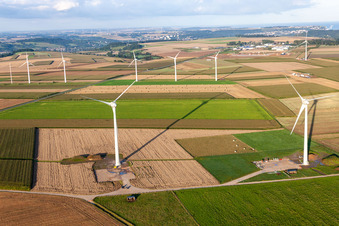 Vue aérienne de Parc éolien à Béthencourt-sur-Mer dans le département Somme, France