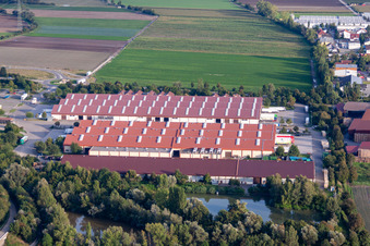 Vue aérienne de Marché palatin des fruits et légumes à Mutterstadt dans le département Rhénanie-Palatinat, Allemagne