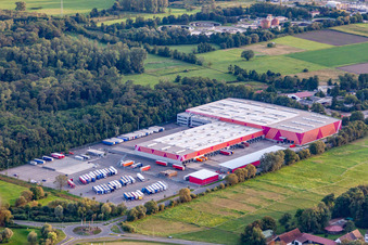 Vue aérienne de Zone industrielle de Bornheim à le quartier Dreihof in Essingen dans le département Rhénanie-Palatinat, Allemagne