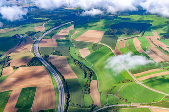 Vue aérienne de Itinéraire de l'A81 à le quartier Mauenheim in Immendingen dans le département Bade-Wurtemberg, Allemagne