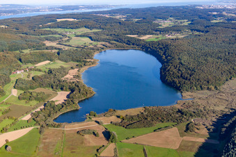 Vue aérienne de Mindelsee à le quartier Markelfingen in Radolfzell am Bodensee dans le département Bade-Wurtemberg, Allemagne
