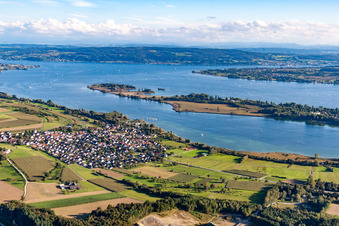 Vue aérienne de Quartier Markelfingen in Radolfzell am Bodensee dans le département Bade-Wurtemberg, Allemagne