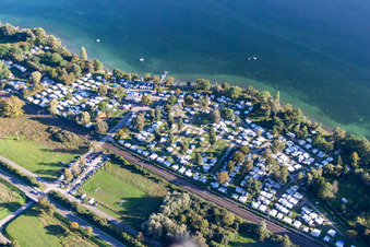 Vue aérienne de Camping William à le quartier Niederzell in Reichenau dans le département Bade-Wurtemberg, Allemagne