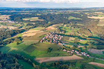 Vue aérienne de Vue sur le village à le quartier Taisersdorf in Owingen dans le département Bade-Wurtemberg, Allemagne