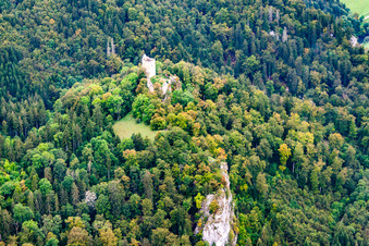 Vue aérienne de Ruines du château de Kallenberg à Buchheim dans le département Bade-Wurtemberg, Allemagne