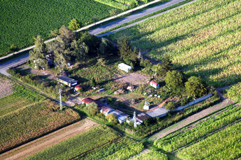 Vue aérienne de Agence de transport à la sortie est de la ville à Minfeld dans le département Rhénanie-Palatinat, Allemagne