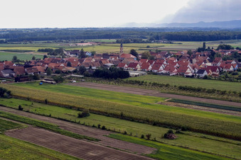 Vue d'oiseau de Du nord-est à Erlenbach bei Kandel dans le département Rhénanie-Palatinat, Allemagne