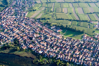 Vue aérienne de Du sud-est à Neuburg am Rhein dans le département Rhénanie-Palatinat, Allemagne