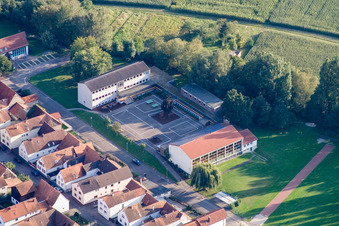 Vue aérienne de École primaire à Neuburg am Rhein dans le département Rhénanie-Palatinat, Allemagne