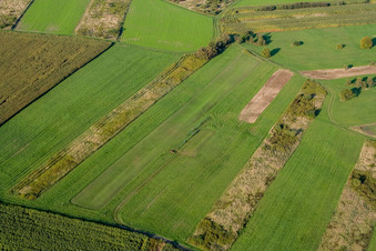 Vue aérienne de Neuburg, aérodrome modèle à Neuburg am Rhein dans le département Rhénanie-Palatinat, Allemagne