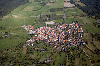 Vue aérienne de Du sud-ouest à le quartier Büchelberg in Wörth am Rhein dans le département Rhénanie-Palatinat, Allemagne