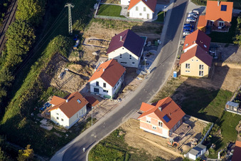 Vue aérienne de Nouvelle zone de développement An der Anhaide à le quartier Schaidt in Wörth am Rhein dans le département Rhénanie-Palatinat, Allemagne