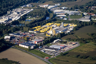 Vue aérienne de Usine Ytong à le quartier Freistett in Rheinau dans le département Bade-Wurtemberg, Allemagne