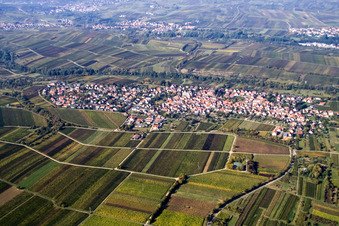 Vue des rues et des maisons dans les quartiers résidentiels à le quartier Arzheim in Landau in der Pfalz dans le département Rhénanie-Palatinat, Allemagne d'en haut