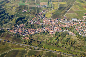 Vue aérienne de Village viticole du sud à Siebeldingen dans le département Rhénanie-Palatinat, Allemagne