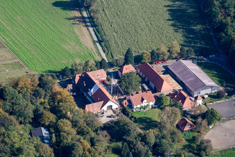 Vue aérienne de Rittnerthof à le quartier Durlach in Karlsruhe dans le département Bade-Wurtemberg, Allemagne