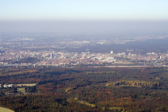 Vue aérienne de Oberwald vu du sud-est à le quartier Durlach in Karlsruhe dans le département Bade-Wurtemberg, Allemagne