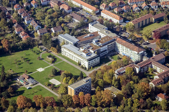 Vue aérienne de Terrain de l'hôpital de l'Institution évangélique des diaconesses Karlsruhe-Rüppurr à le quartier Rüppurr in Karlsruhe dans le département Bade-Wurtemberg, Allemagne