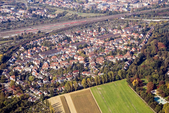Vue aérienne de District de Weiherfeld à le quartier Weiherfeld-Dammerstock in Karlsruhe dans le département Bade-Wurtemberg, Allemagne