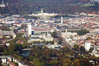 Vue aérienne de Du sud (Zoo) à le quartier Südweststadt in Karlsruhe dans le département Bade-Wurtemberg, Allemagne
