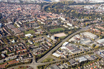Vue aérienne de Quartier Daxlanden in Karlsruhe dans le département Bade-Wurtemberg, Allemagne