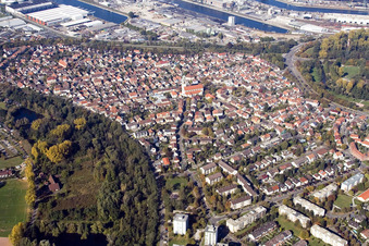 Vue aérienne de Quartier Daxlanden in Karlsruhe dans le département Bade-Wurtemberg, Allemagne