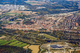 Vue aérienne de Quartier du sud à le quartier Knielingen in Karlsruhe dans le département Bade-Wurtemberg, Allemagne