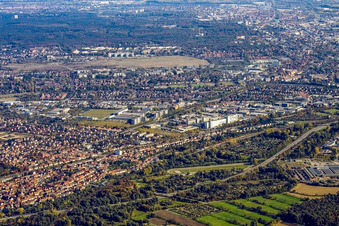 Vue aérienne de Quartier de l'ouest à le quartier Knielingen in Karlsruhe dans le département Bade-Wurtemberg, Allemagne