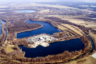 Vue aérienne de Centrale à béton à le quartier Eggenstein in Eggenstein-Leopoldshafen dans le département Bade-Wurtemberg, Allemagne