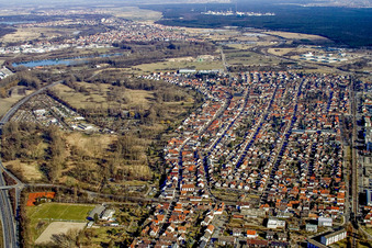 Vue aérienne de District du sud-ouest à le quartier Neureut in Karlsruhe dans le département Bade-Wurtemberg, Allemagne