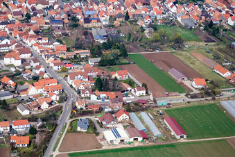 Vue aérienne de Magasin de la ferme biologique de Gensheim, dans le sud-ouest à Offenbach an der Queich dans le département Rhénanie-Palatinat, Allemagne
