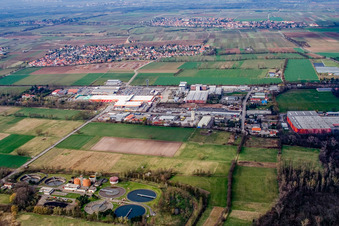 Vue aérienne de Zone industrielle de Bruchwiesenstr à le quartier Dreihof in Bornheim dans le département Rhénanie-Palatinat, Allemagne