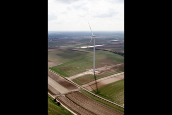Vue aérienne de Éoliennes à Ottersheim bei Landau dans le département Rhénanie-Palatinat, Allemagne