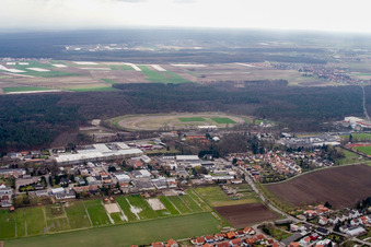 Vue aérienne de Dans la petite forêt à Herxheim bei Landau dans le département Rhénanie-Palatinat, Allemagne