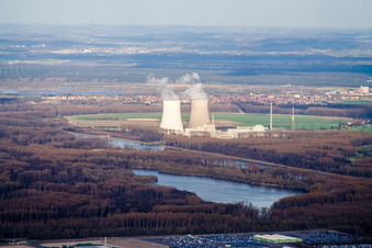 Vue aérienne de Centrale nucléaire d'EnBW à Philippsburg dans le département Bade-Wurtemberg, Allemagne