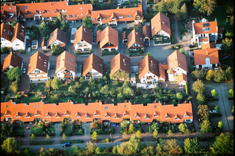 Vue aérienne de Walnut Avenue, dans la Cerisaie à Kandel dans le département Rhénanie-Palatinat, Allemagne