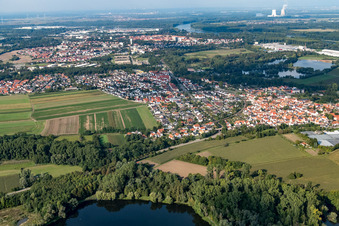 Photographie aérienne de Vue de la ville depuis le sud à le quartier Sondernheim in Germersheim dans le département Rhénanie-Palatinat, Allemagne