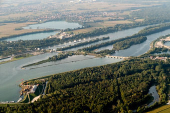 Photographie aérienne de Écluse près de Gambsheim à le quartier Freistett in Rheinau dans le département Bade-Wurtemberg, Allemagne