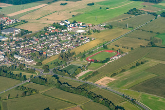 Vue aérienne de Terrain de sport du club sportif Freistett 1921 eV à le quartier Freistett in Rheinau dans le département Bade-Wurtemberg, Allemagne