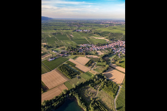 Vue aérienne de Vue de la ville depuis le sud-ouest à Göcklingen dans le département Rhénanie-Palatinat, Allemagne