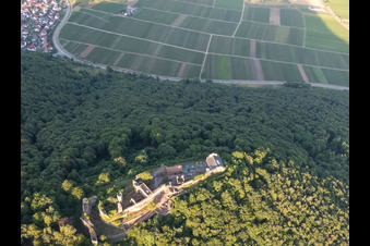 Vue oblique de Ruines du château de Madenburg vues de l'ouest à Eschbach dans le département Rhénanie-Palatinat, Allemagne