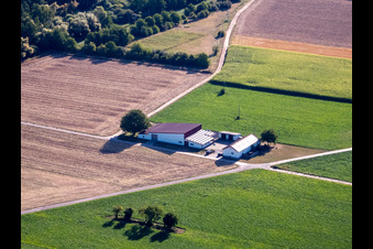 Vue aérienne de Christian Wahl Aussiedlerhof à Billigheim-Ingenheim dans le département Rhénanie-Palatinat, Allemagne