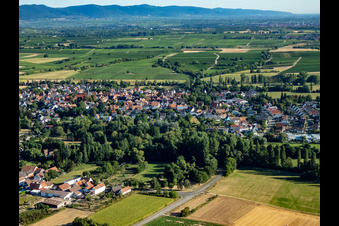 Quartier Billigheim in Billigheim-Ingenheim dans le département Rhénanie-Palatinat, Allemagne depuis l'avion