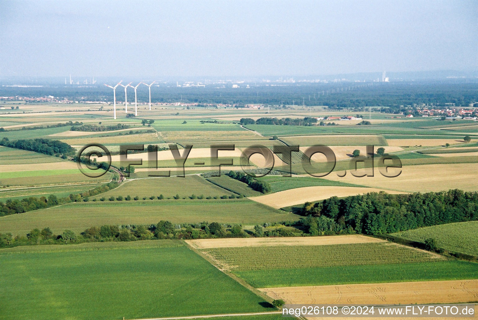 Vue aérienne de Éoliennes à Minfeld dans le département Rhénanie-Palatinat, Allemagne