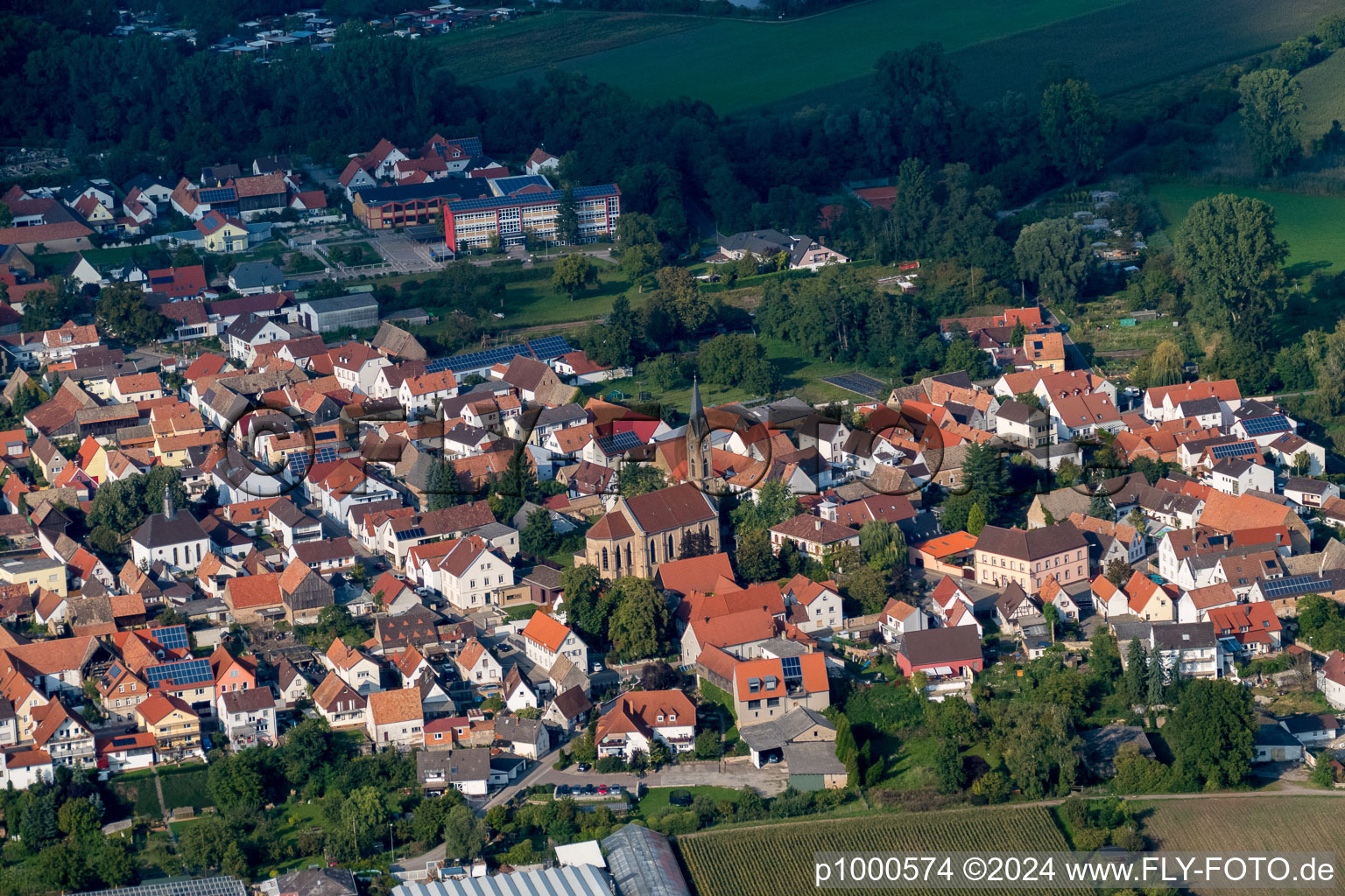 Vue d'oiseau de Germersheim dans le département Rhénanie-Palatinat, Allemagne