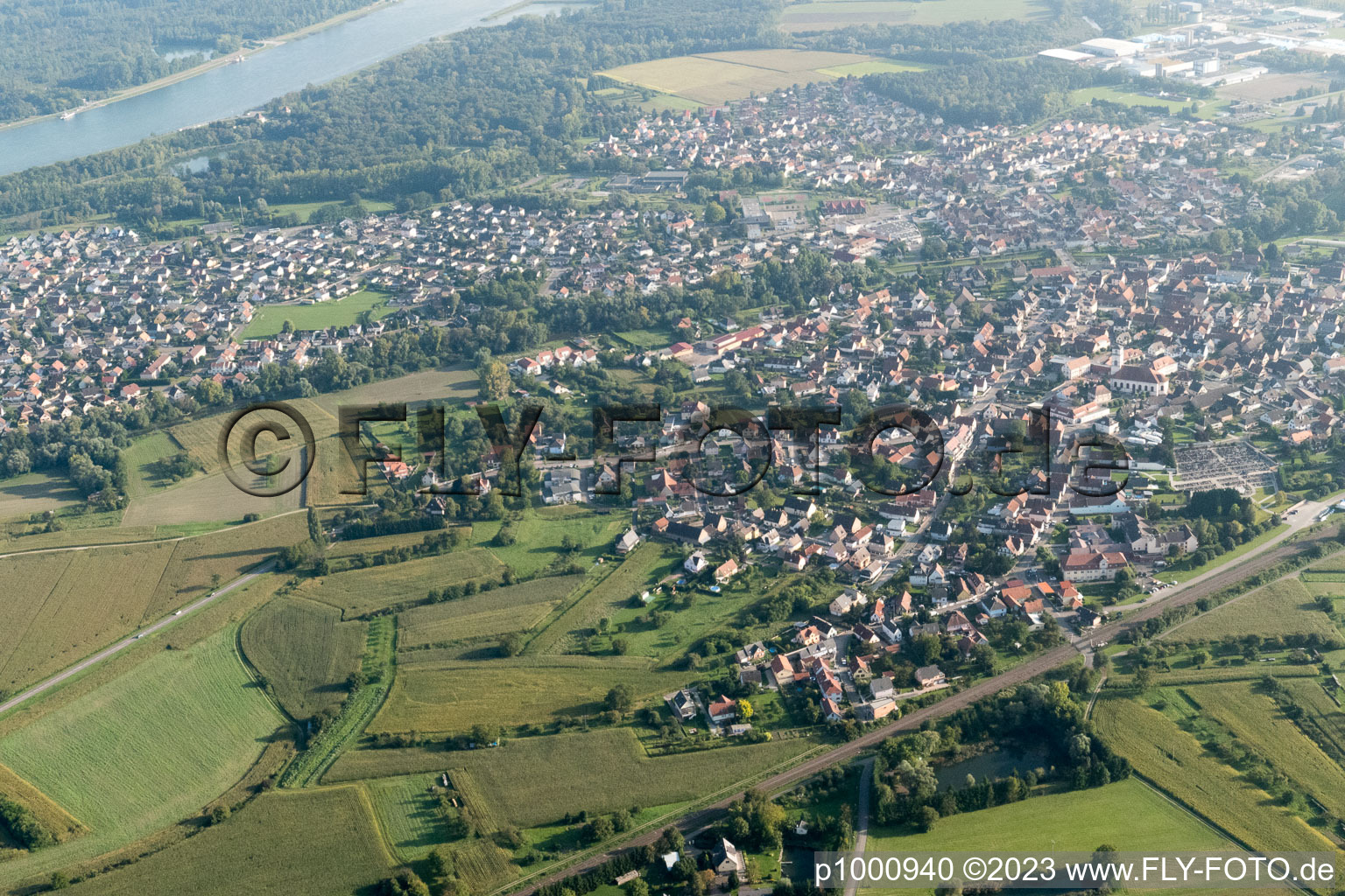 Image drone de Drusenheim dans le département Bas Rhin, France