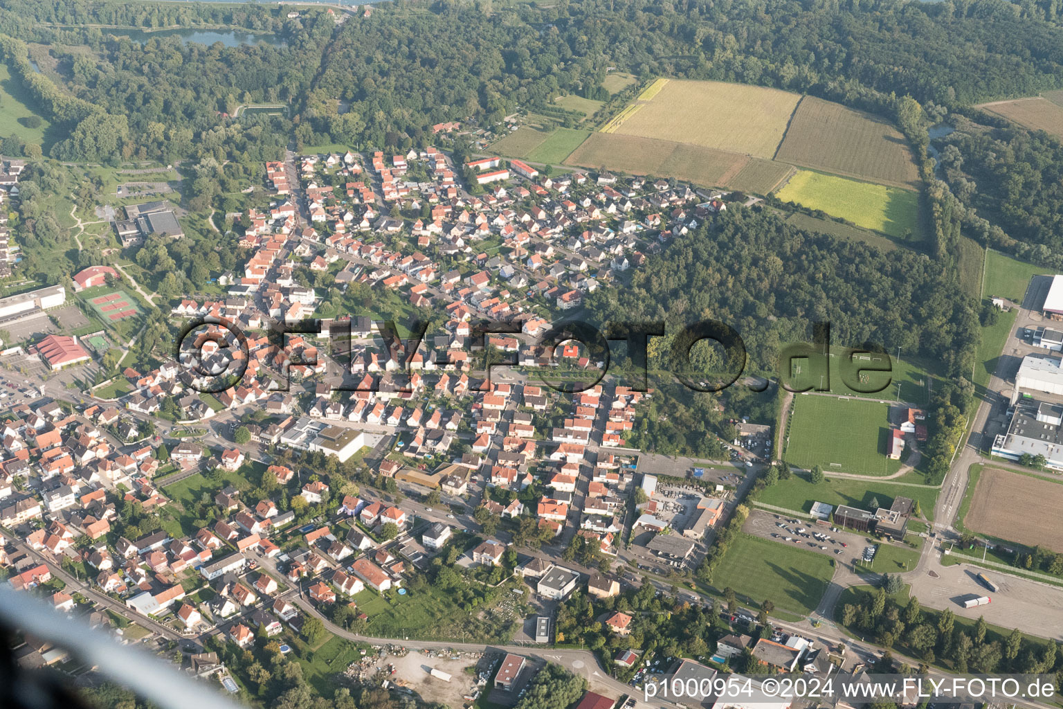 Drusenheim dans le département Bas Rhin, France depuis l'avion