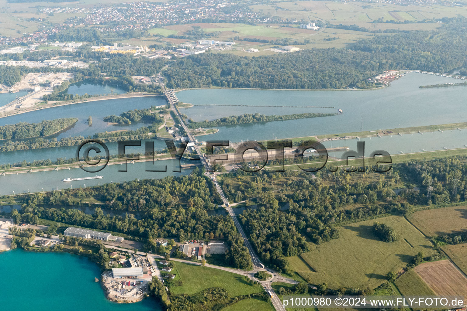 Photographie aérienne de Écluse près de Freistett à Gambsheim dans le département Bas Rhin, France