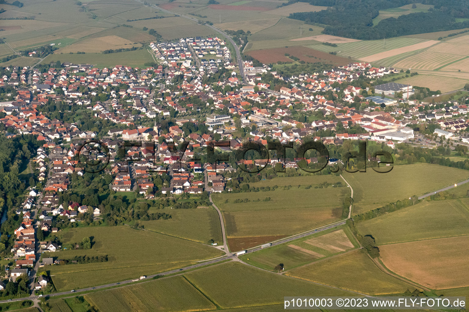Enregistrement par drone de Quartier Freistett in Rheinau dans le département Bade-Wurtemberg, Allemagne